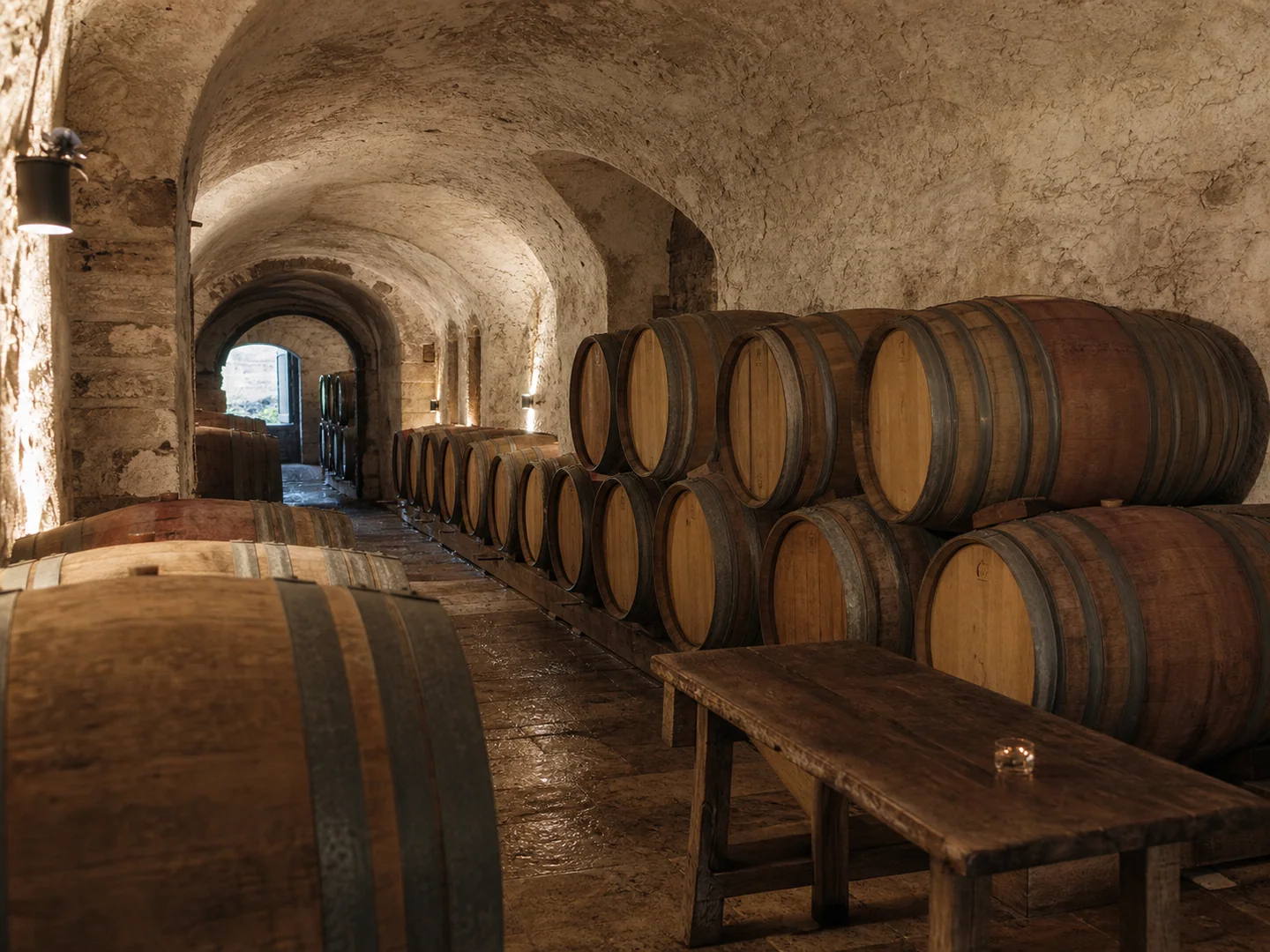 An old limestone wine cellar